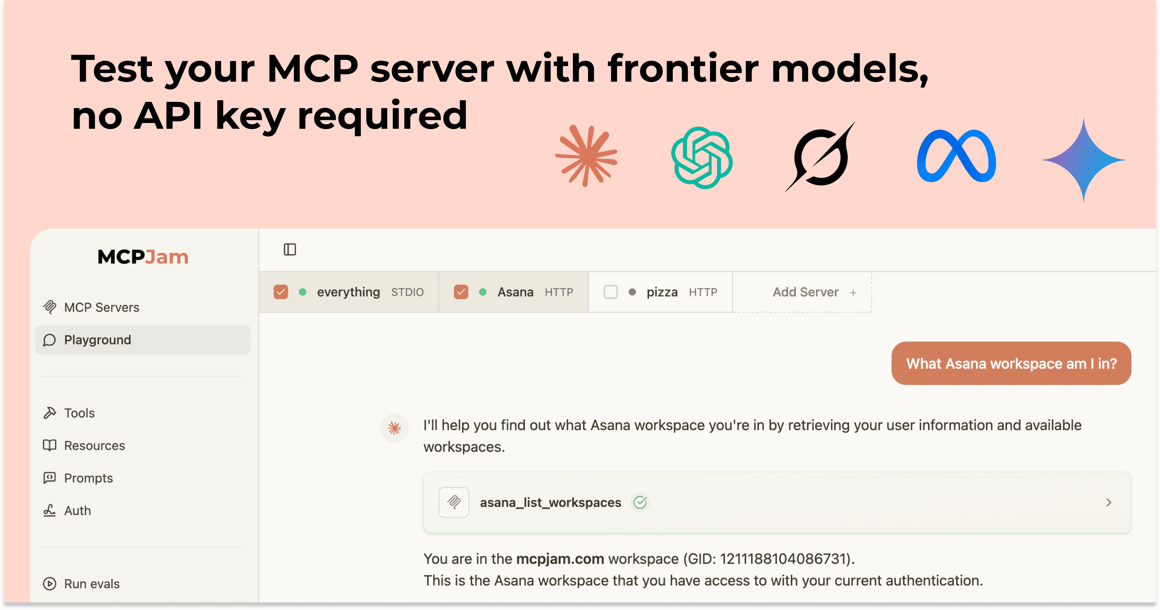 Frontier models available in MCPJam playground