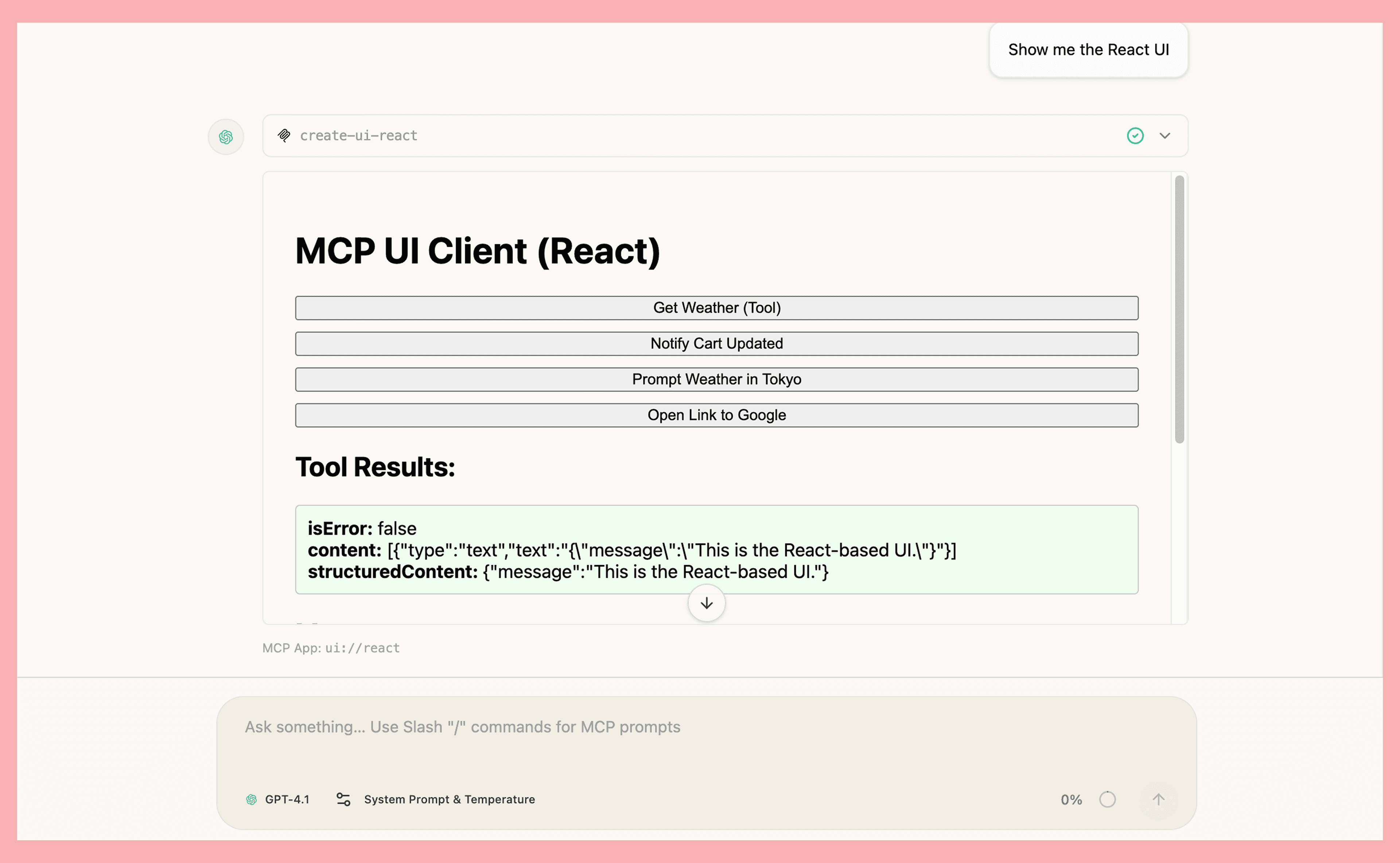 MCP Apps (UI) support preview