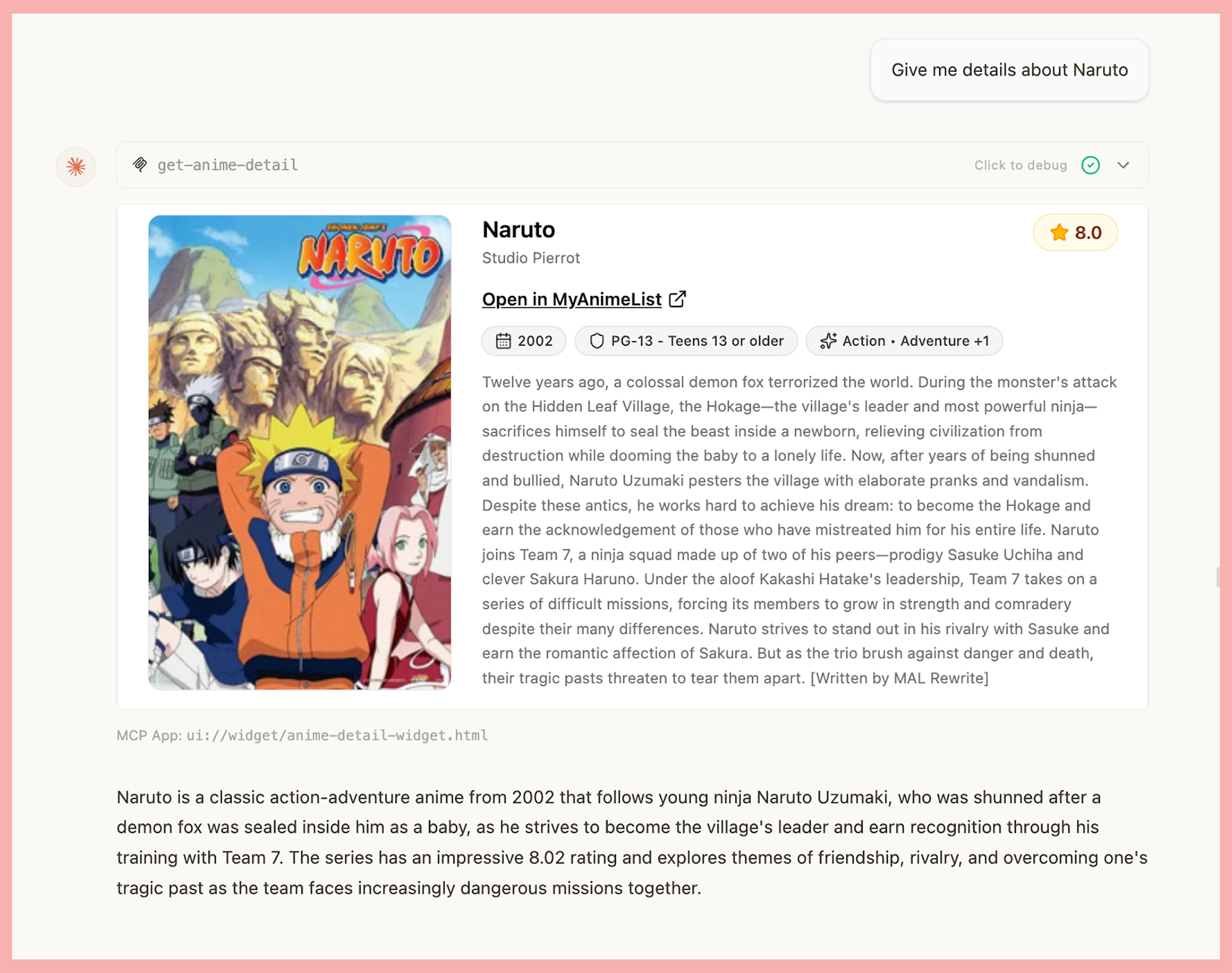 Anime MCP App demo