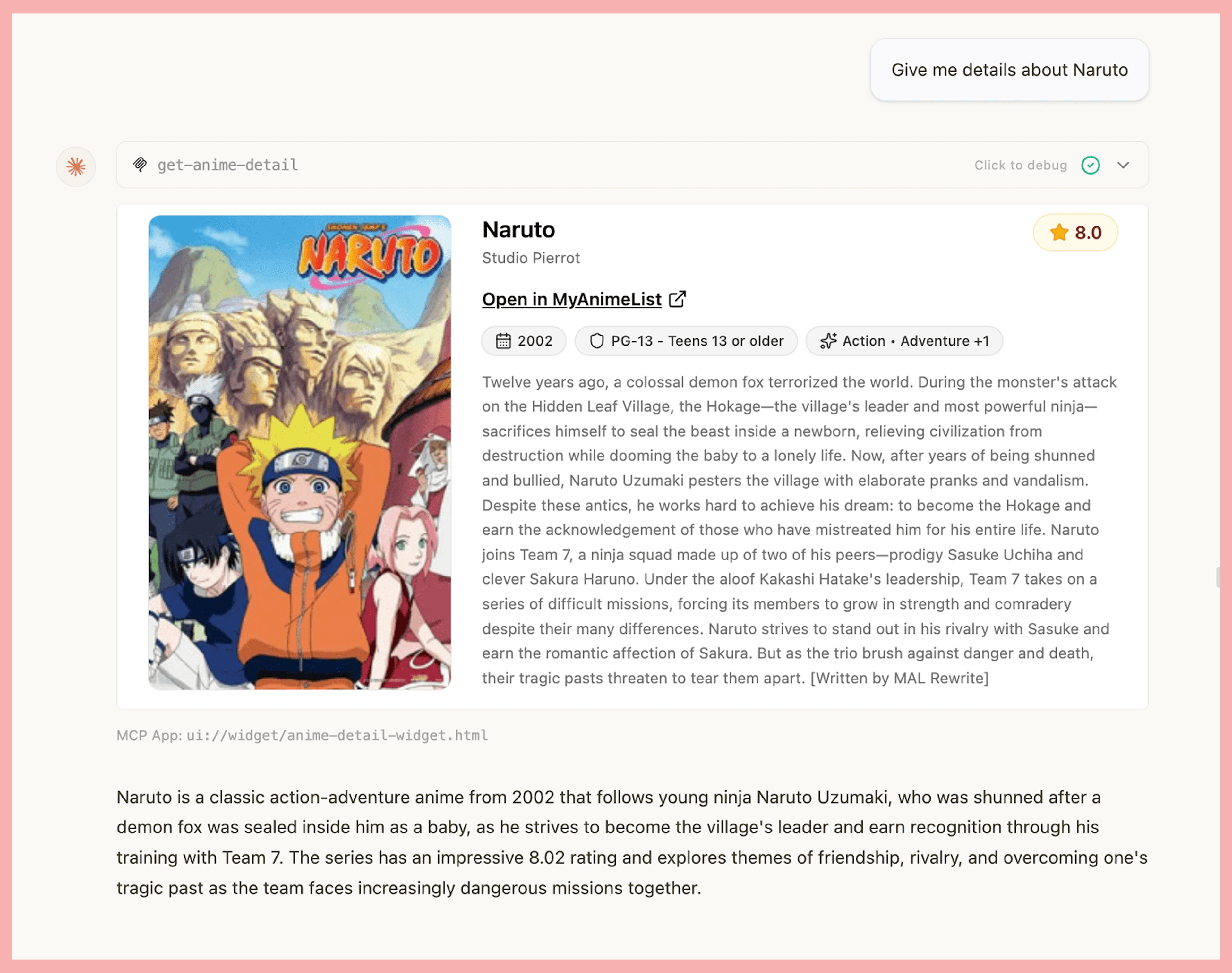 Anime MCP App demo