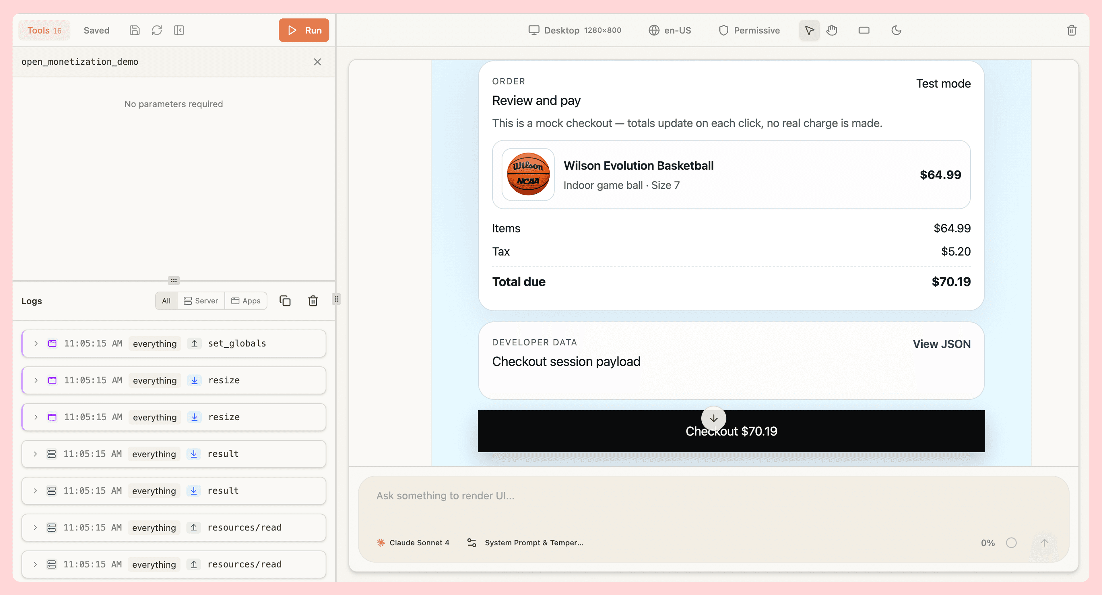 ChatGPT App Checkout Flow